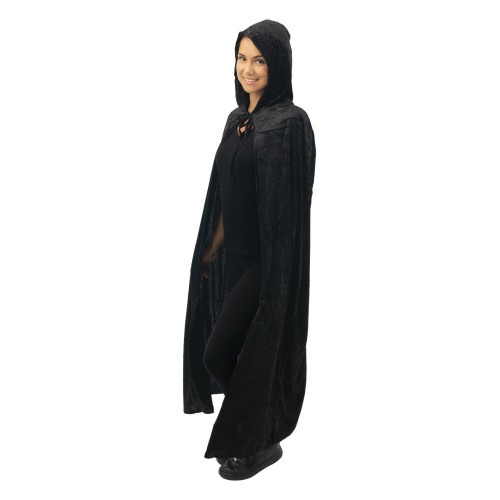 Cape noire de 140cm en velours avec capuche en vente chez Be Happy