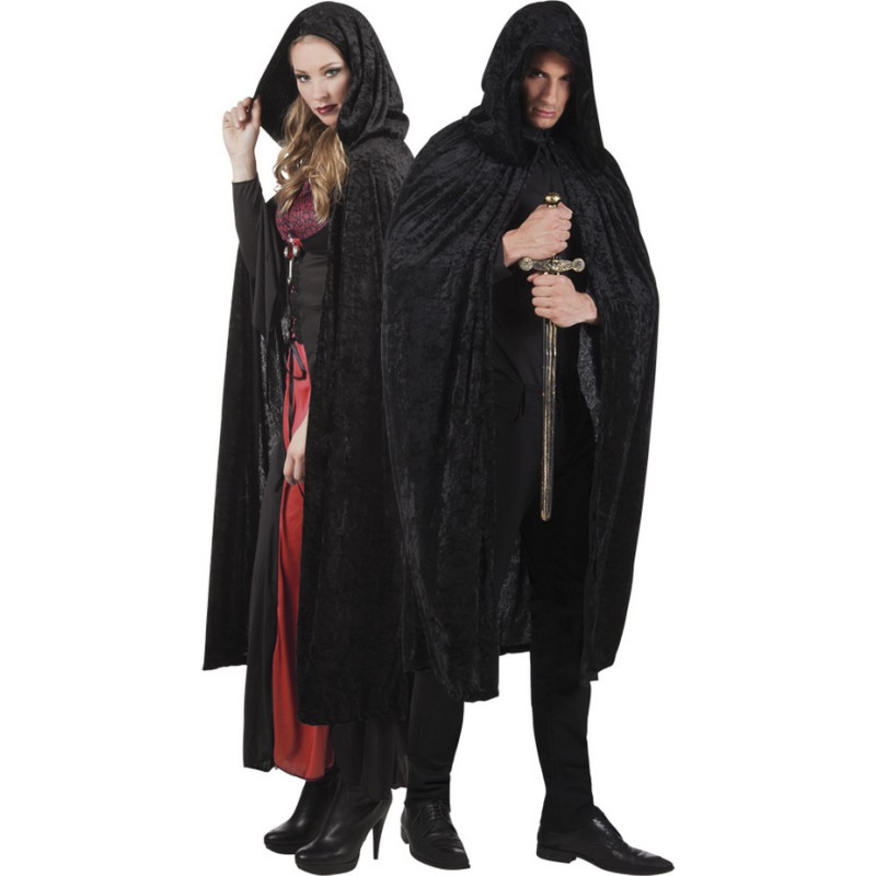 Cape velours noir avec capuche