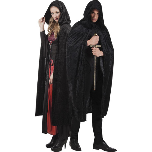 Cape noire de 140cm en velours avec capuche en vente chez Be Happy