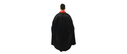 Cape dracula, vampire satinée noire de 140cm en satin avec col rouge pour adulte en vente.