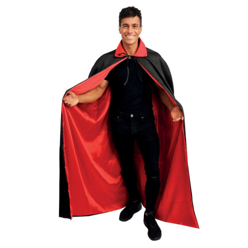 Cape réversible noire et rouge en satin avec col pour adulte en vente