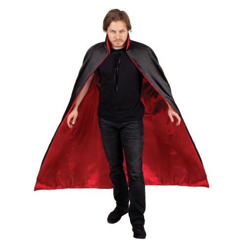 Cape réversible noire et rouge en satin avec col pour adulte en vente