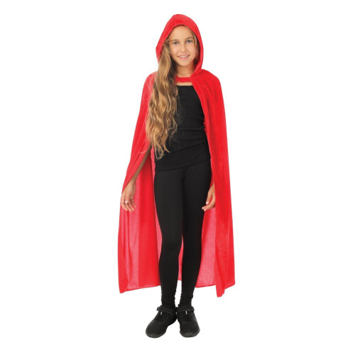 Cape à capuche rouge en velours 100cm pour enfant en vente chez Be Happy