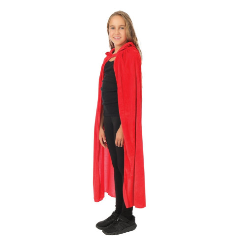 Cape à capuche rouge en velours 100cm pour enfant en vente chez Be Happy