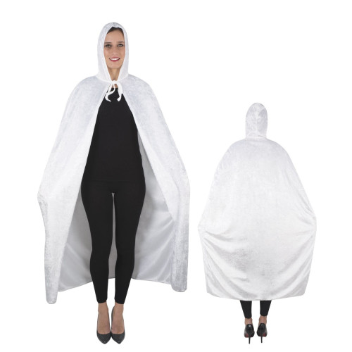 Cape velours blanc avec capuche de 140cm en vente chez Be Happy