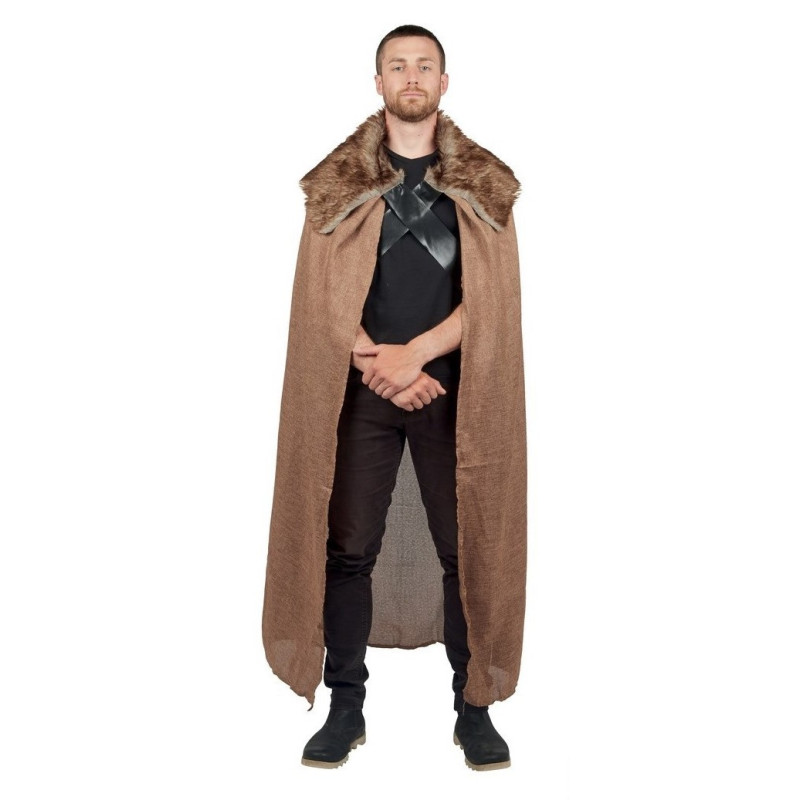 Cape viking fourrure marrron adulte