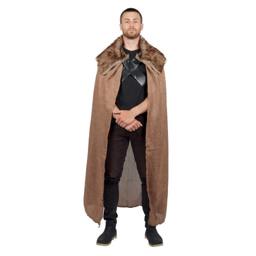 Cape viking fourrure marrron adulte