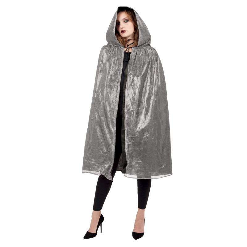 Cape à capuche couleur argenté brillant de 120cm en vente