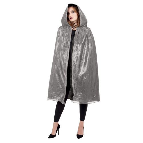 Cape à capuche couleur argenté brillant de 120cm en vente