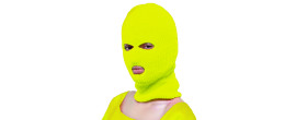 Cagoule jaune fluo 3 trous en laine pour adulte en vente chez Be Happy et en ligne.
