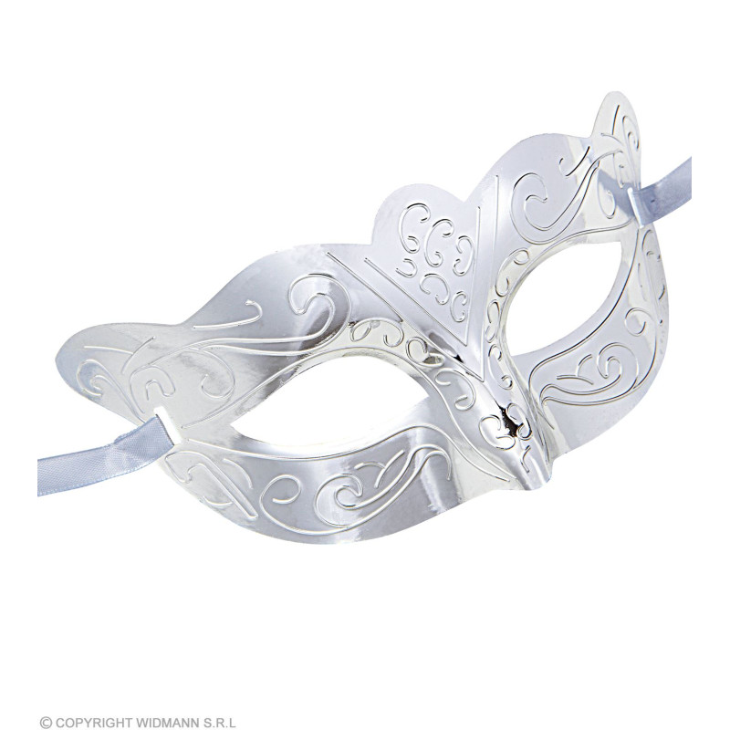 Masque loup argenté metallisé en vente chez Be Happy à Paris et en ligne.