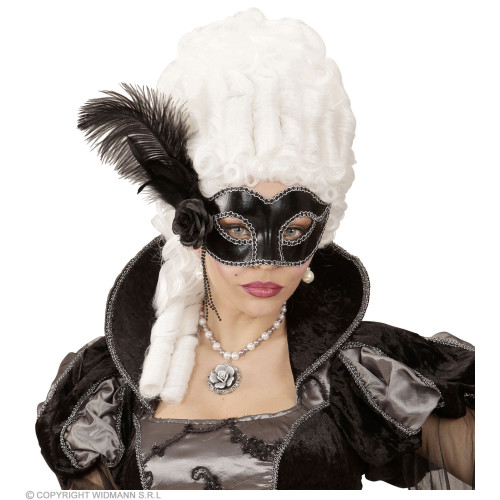 Masque loup vénitien noir avec plumes en vente chez Be Happy à Paris et en ligne.
