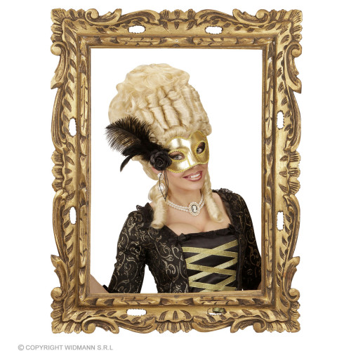 Masque loup vénitien doré avec plumes en vente chez Be Happy à Paris et en ligne.