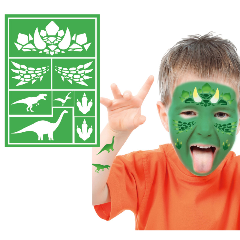 Pochoir maquillage dinosaure pour enfant en vente chez Be Happy à Paris et en ligne.