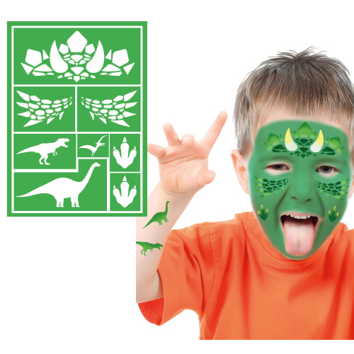 Pochoir maquillage dinosaure pour enfant en vente chez Be Happy à Paris et en ligne.