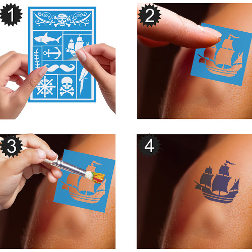Pochoir maquillage pirate pour enfant en vente chez Be Happy à Paris et en ligne.