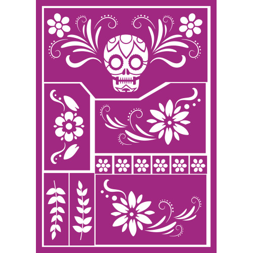 Pochoir maquillage dia de los muertos mexicaine pour enfant en vente chez Be Happy à Paris et en lign