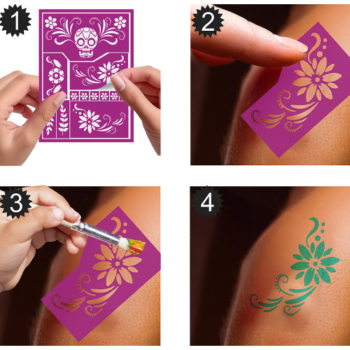 Pochoir maquillage dia de los muertos mexicaine pour enfant en vente chez Be Happy à Paris et en lign