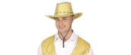 Chapeau de cowboy à sequin doré en vente chez Be Happy à Paris et en ligne.