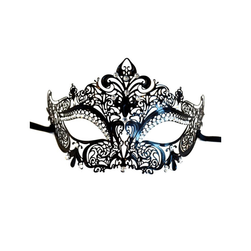 Masque loup vénitien noir en métal en vente chez Be Happy à Paris et en ligne.