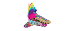 Casquette carnaval arc en ciel multicolore à plumes pour adulte en vente chez Be Happy à Paris