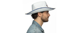 Chapeau de cow-boy rodéo USA blanc aux couleurs de l'Amérique pour adulte en vente chez Be Happy