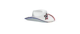 Chapeau de cow-boy rodéo USA blanc aux couleurs de l'Amérique pour adulte en vente chez Be Happy