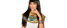 Bracelet manchette égyptienne, Cléopâtre reine du Nil en métal doré, coloré en vente chez Be Happy