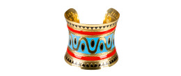 Bracelet manchette égyptienne, Cléopâtre reine du Nil en métal doré, coloré en vente chez Be Happy