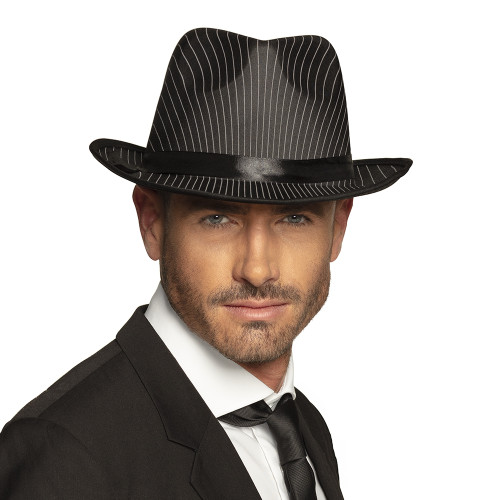 Chapeau 1930's borsalino luxe à rayure en satin pour adulte en vente chez Be Happy.