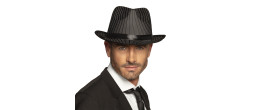 Chapeau 1930's borsalino luxe à rayure en satin pour adulte en vente chez Be Happy.