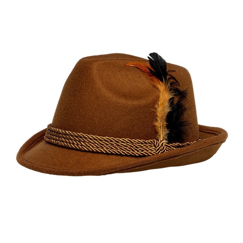 Chapeau bavarois tyrolien Wilhelm luxe couleur marron en vente chez Be Happy