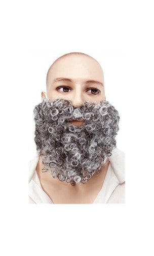 Barbe et moustache frisée gris