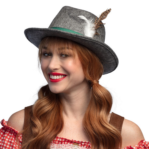 Chapeau bavarois tyrolien Dieter luxe couleur gris en vente chez Be Happy