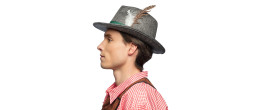 Chapeau bavarois tyrolien Dieter luxe couleur gris en vente chez Be Happy