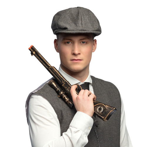 Pistolet rétro 1900, steampunk couleur doré en vente chez Be Happy à Paris et en ligne.