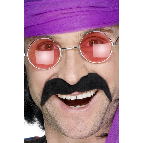 Moustache seventies année 70's couleur noire adhésive en vente