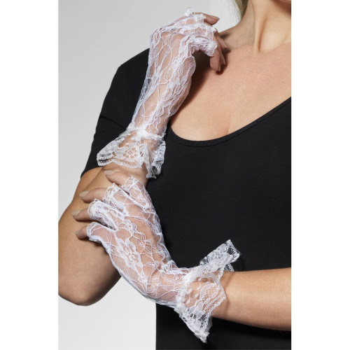Gants mitaine blanche sexy en dentelles pour femme en vente chez Be Happy