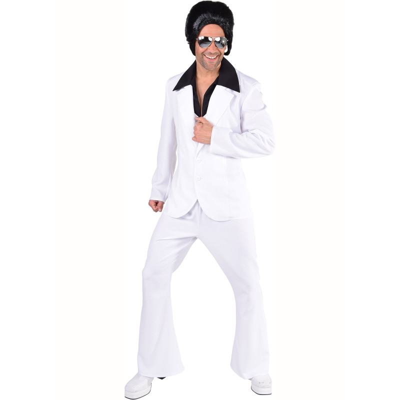 Déguisement année 80's ensemble blanc saturday fever pour homme en location à Paris chez Be Happy.
