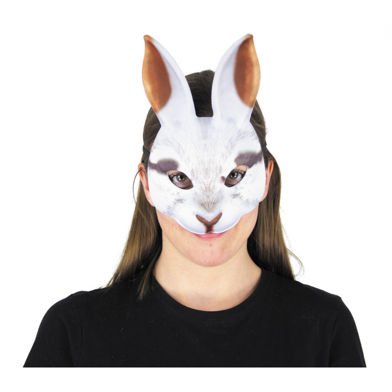 Masque animal lapin blanc en vente chez Be Happy à Paris et en ligne.