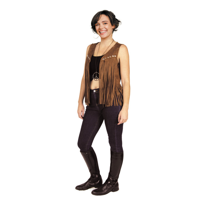 Veste à franges marron femme
