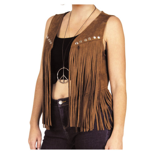 Veste à franges marron femme