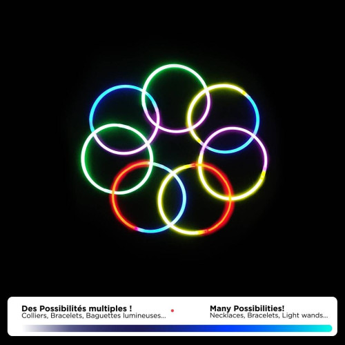 Bracelets fluo lumineux vendu par 50 chez Be Happy à Paris et en ligne.