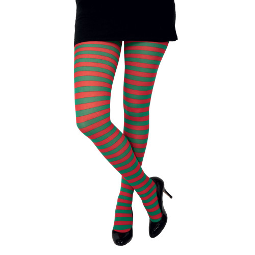 Collant rayé vert & rouge