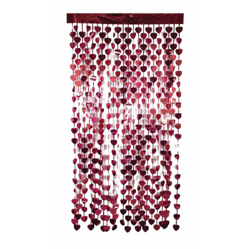 Rideau lamé 1m coeur rouge