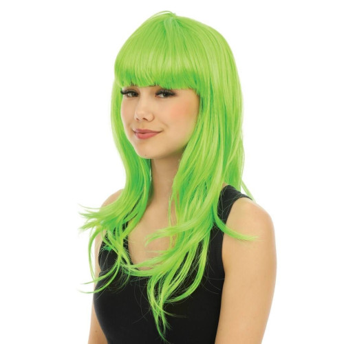 Perruque Lola verte avec frange pour adulte en vente à Paris et en ligne