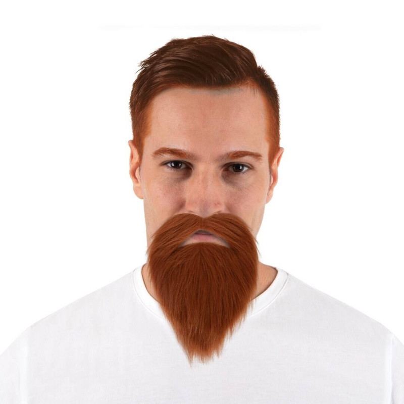 Barbe bouc long avec moustache couleur châtain en vente chez Be Happy.