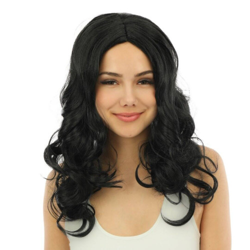 Perruque chic bouclée noir