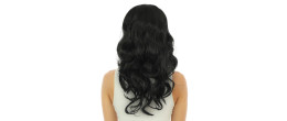 Perruque chic longue bouclée sans frange couleur noire en vente chez Be Happy