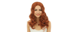 Perruque chic longue bouclée sans frange couleur rousse en vente chez Be Happy
